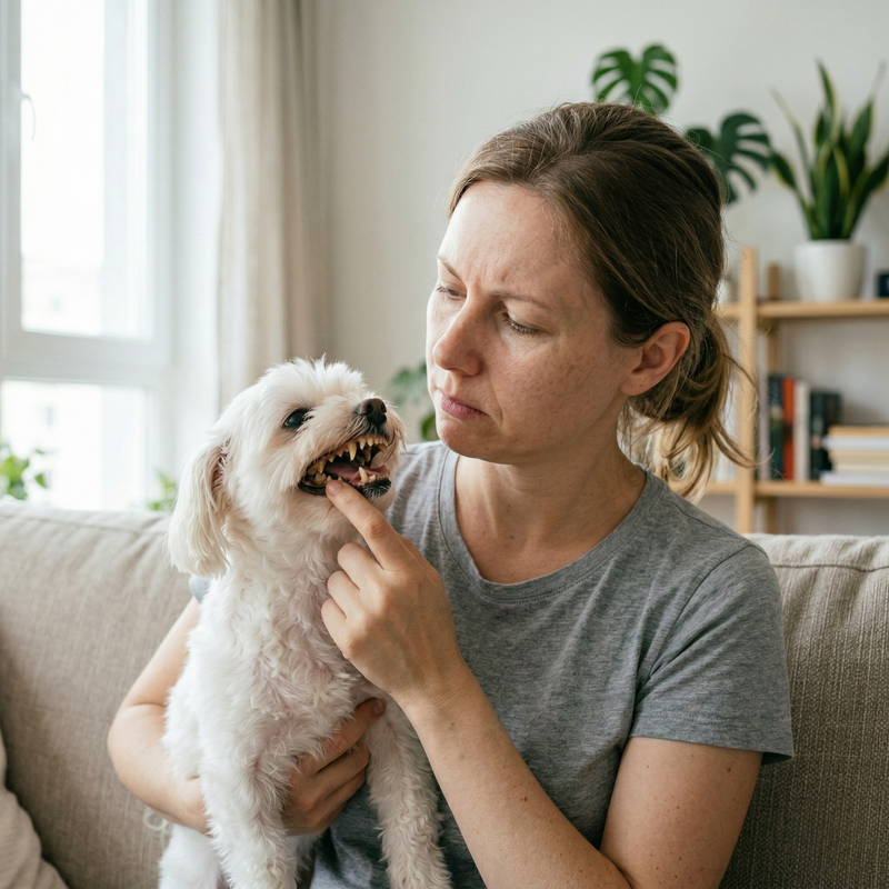 Dog with plaque buildup